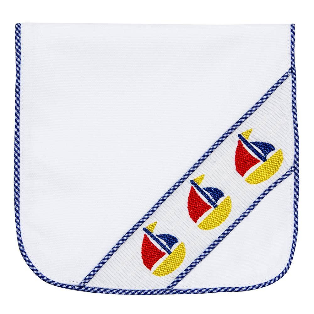 Navy Boat Smocked Burp Cloth