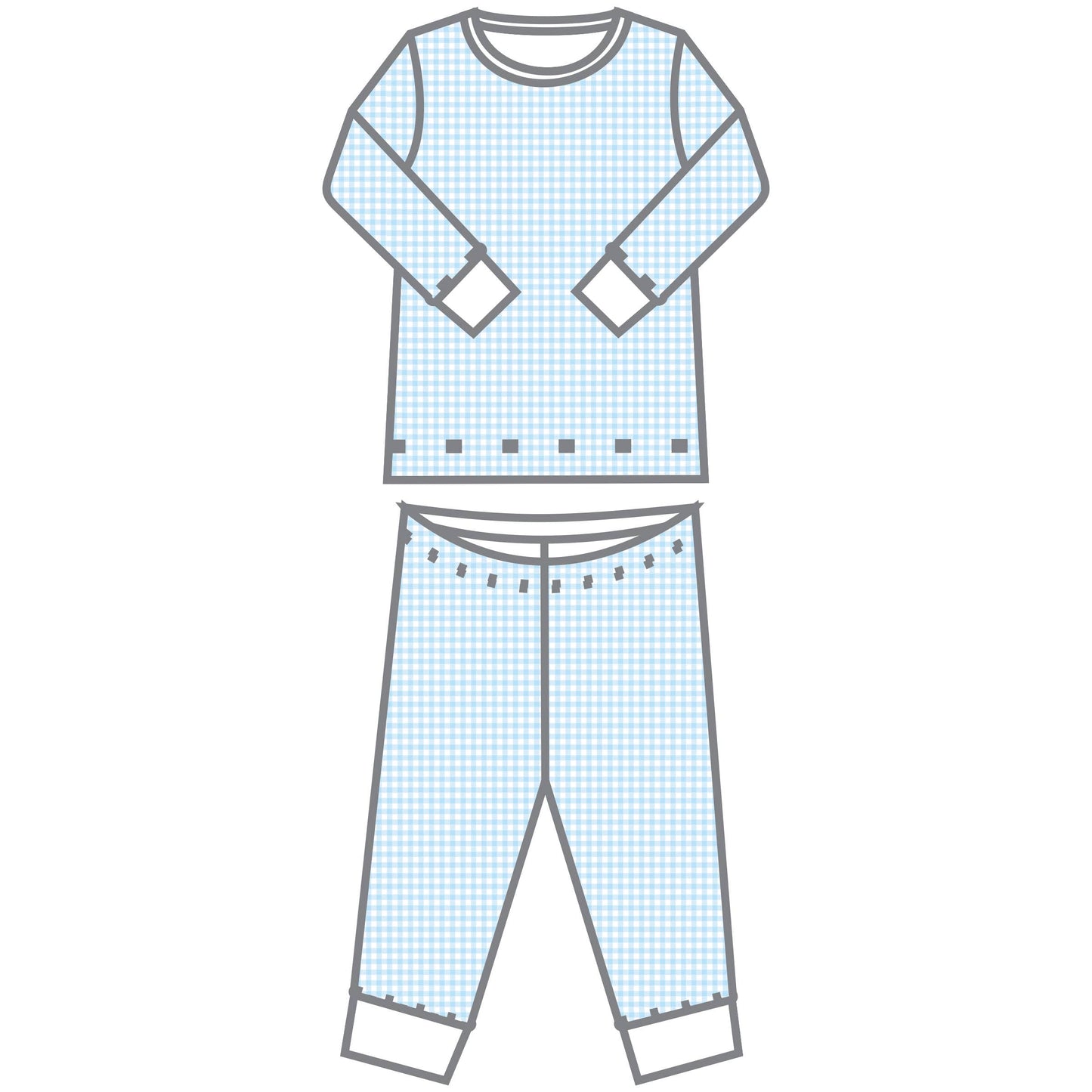 Mini Checks Blue Long Pajamas