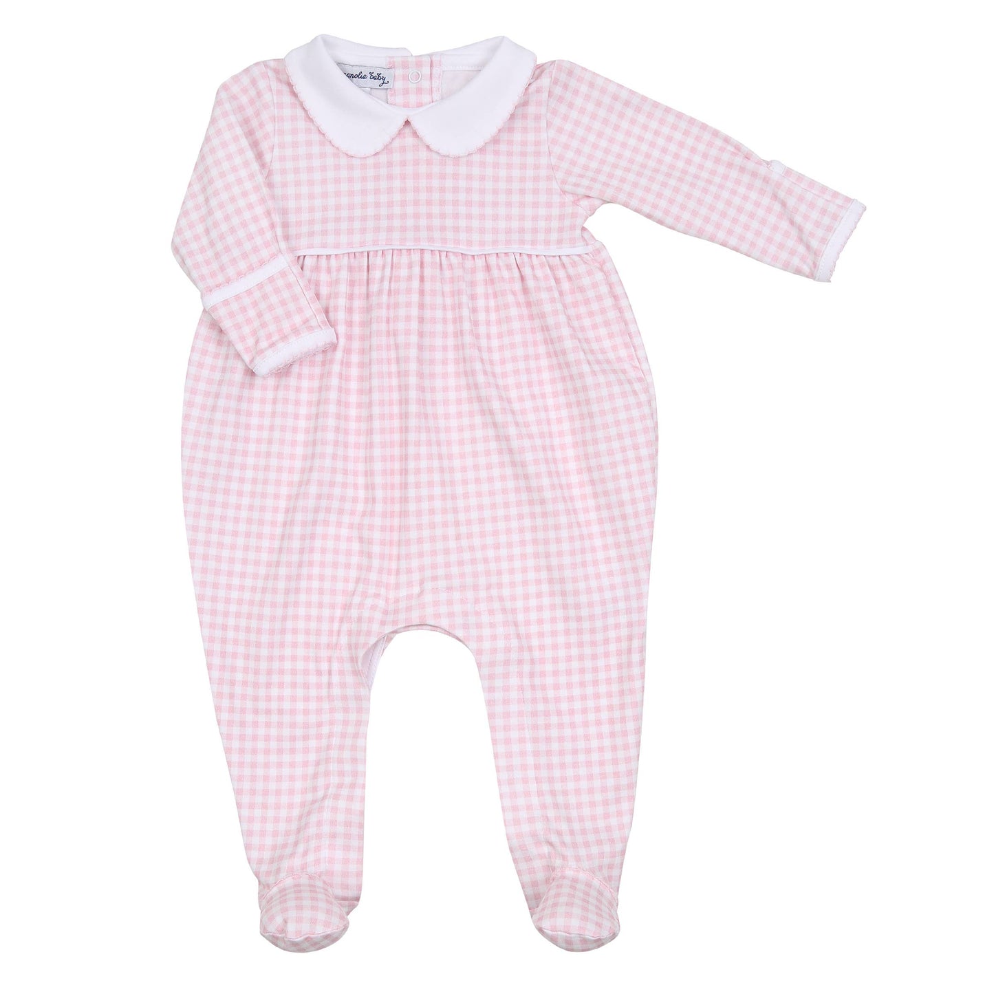 Pink Mini Checks Collared Footie