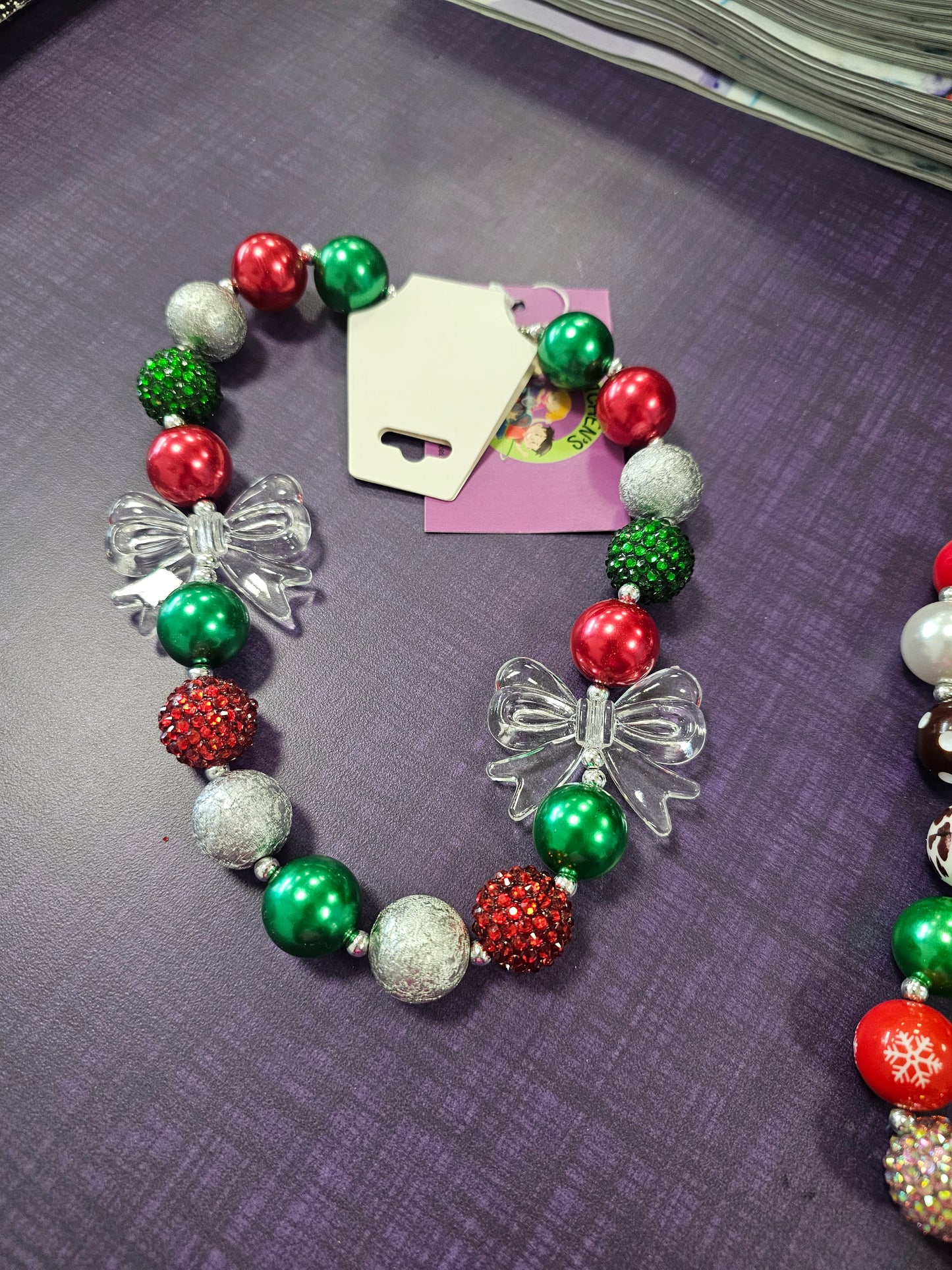 Bows Christmas Bubblegum Necklace