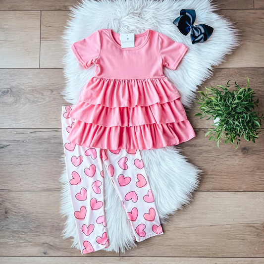 Pink Hearts Pants Set