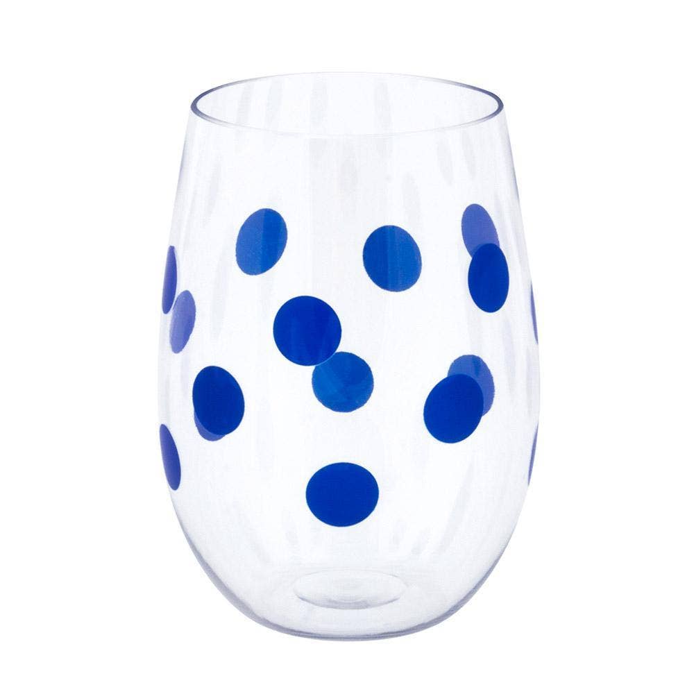 Navy Dot Acrylic Wine Glass Set