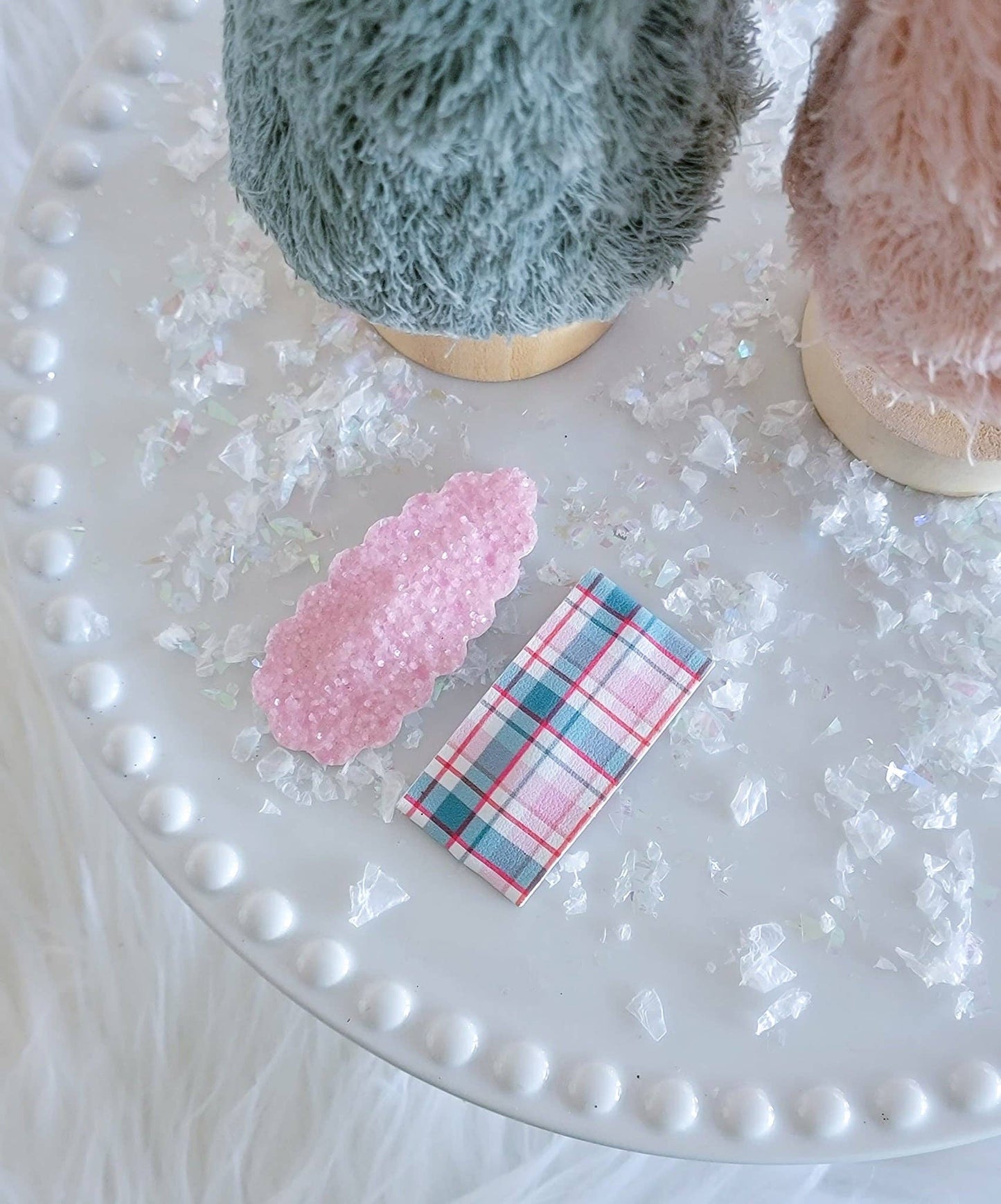 Pink Christmas Plaid Snap Clip Mix Set