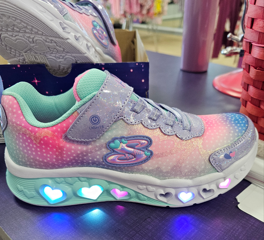 Skechers Flutter Hearts Simply Love Light Up Shoes Big Kids Size 4