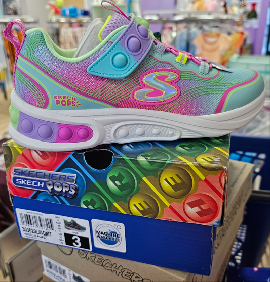 Skechers Pops Aqua/Multi Big Kid Size 3