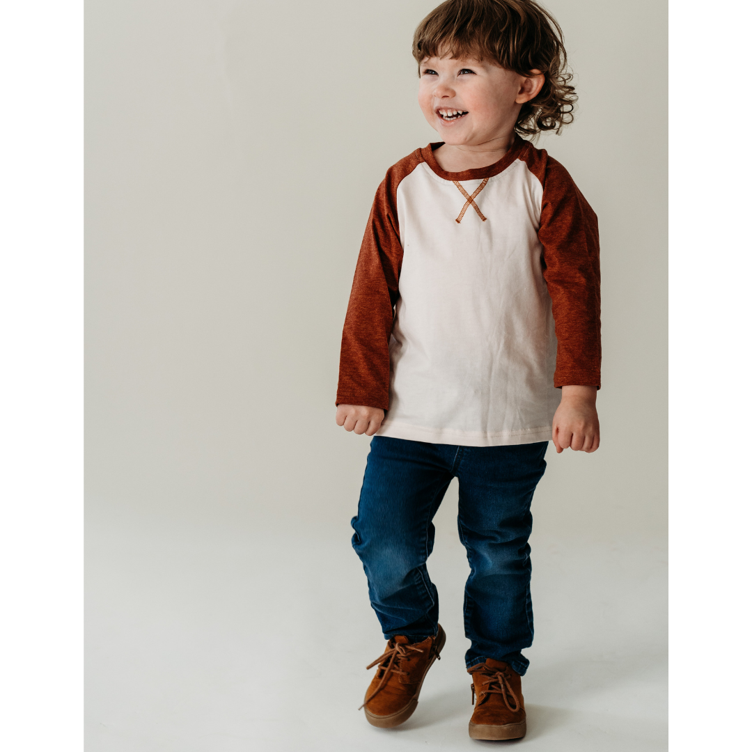 Brown Raglan Baseball Tee