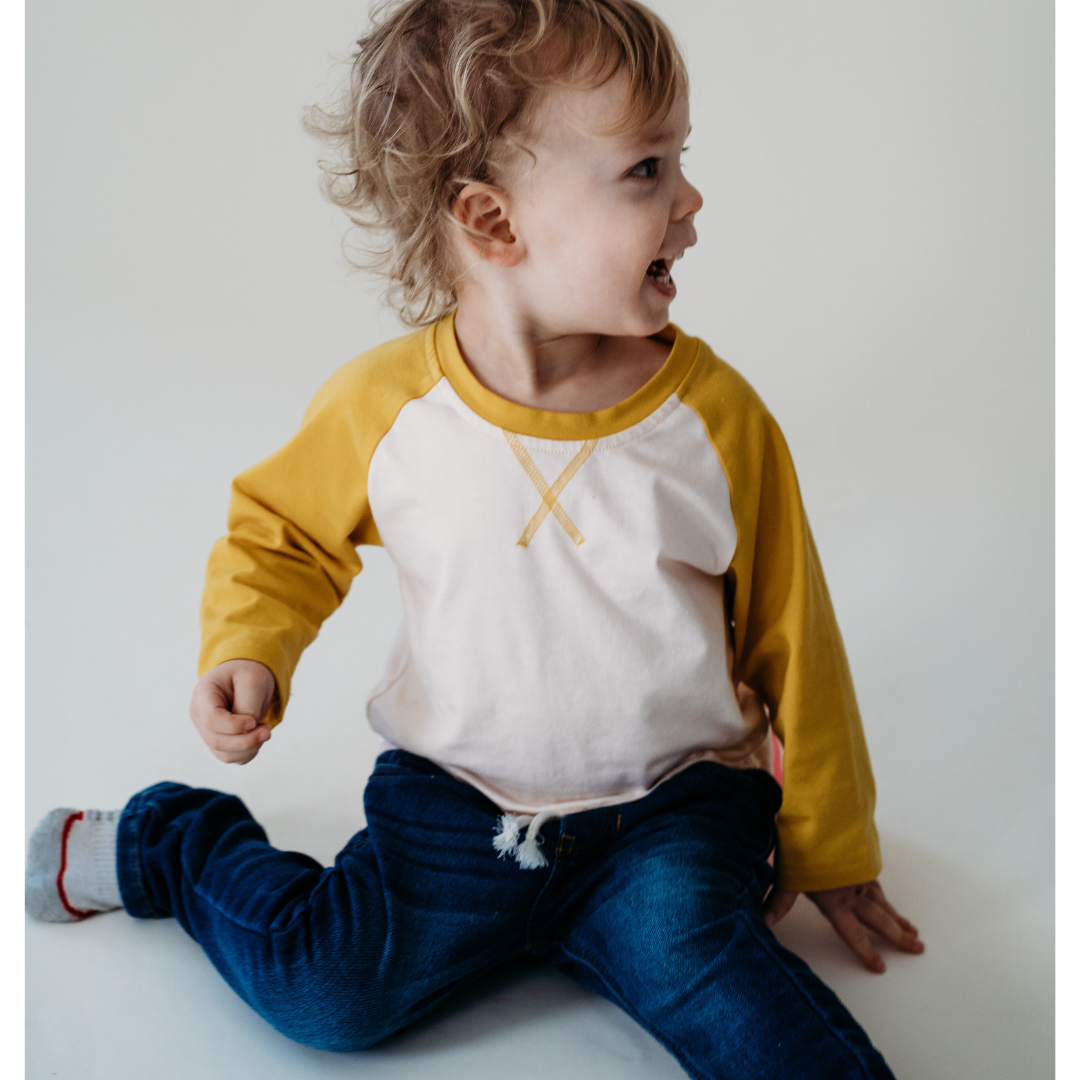 Yellow Raglan Baseball Tee