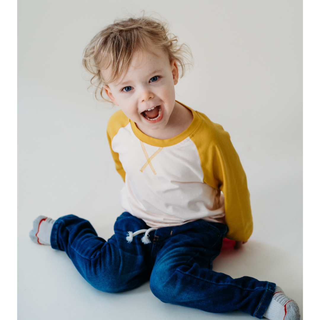 Yellow Raglan Baseball Tee