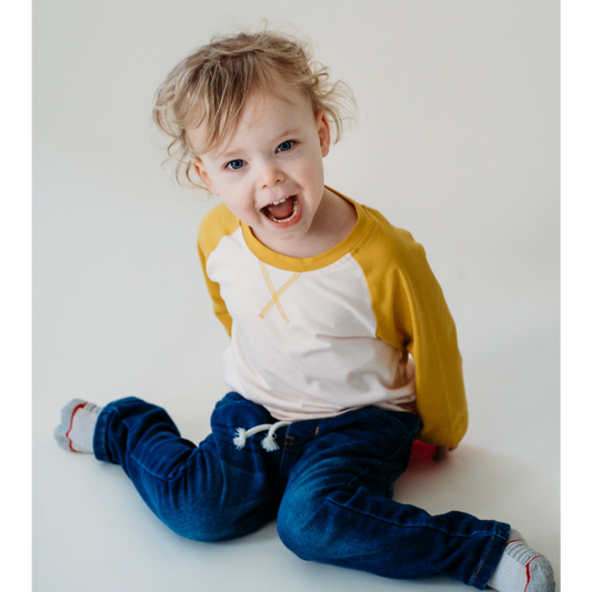 Yellow Raglan Baseball Tee