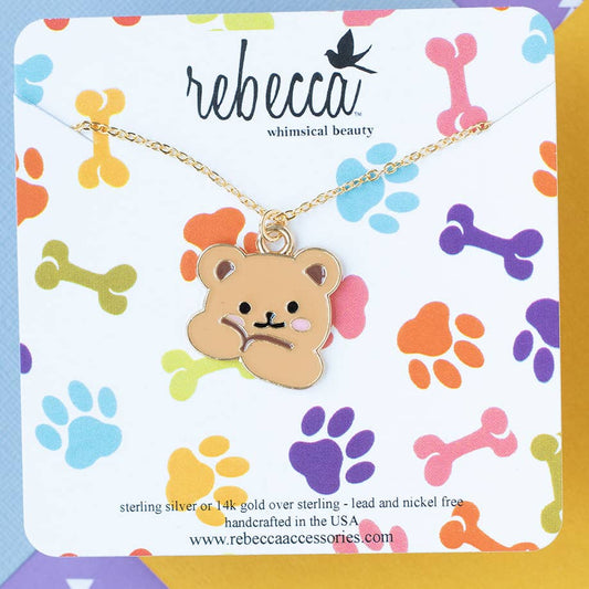 Teddy Enamel Charm Necklace