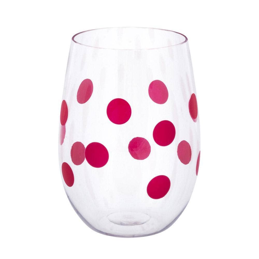 Pink Dot Acrylic Wine Glass Set