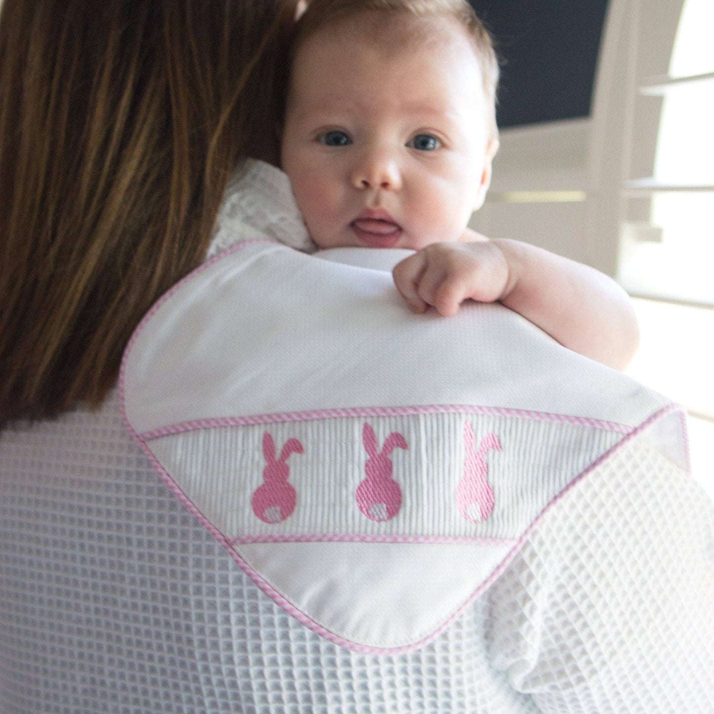 Navy Boat Smocked Burp Cloth