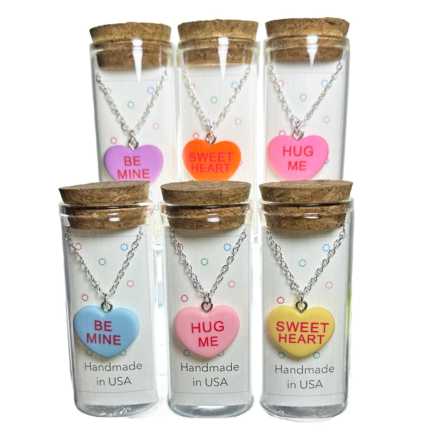 Valentine Conversation Heart Necklace in a Bottle - Assorted