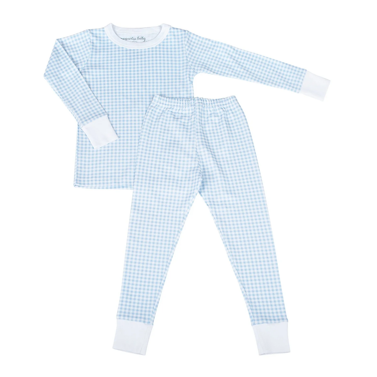 Mini Checks Blue Long Pajamas