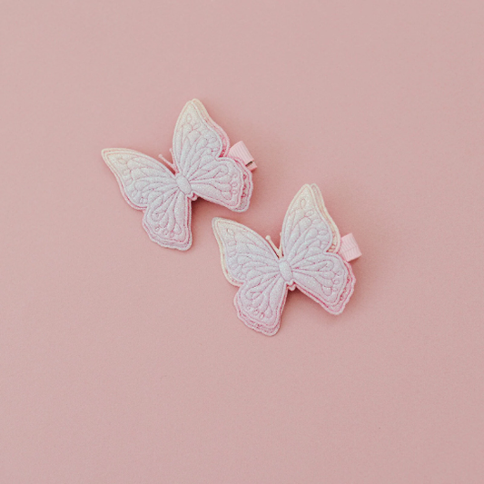 Set of 2 Pastel Butterfly Shimmer Hair Clips