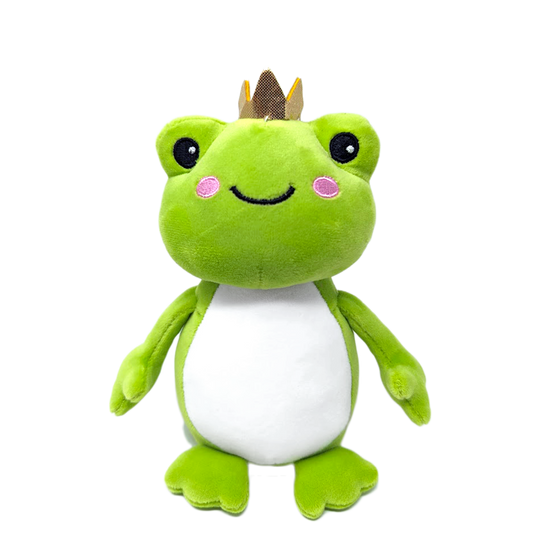 Squishy Frog Prince Plush Animal Sitting 6" Tall