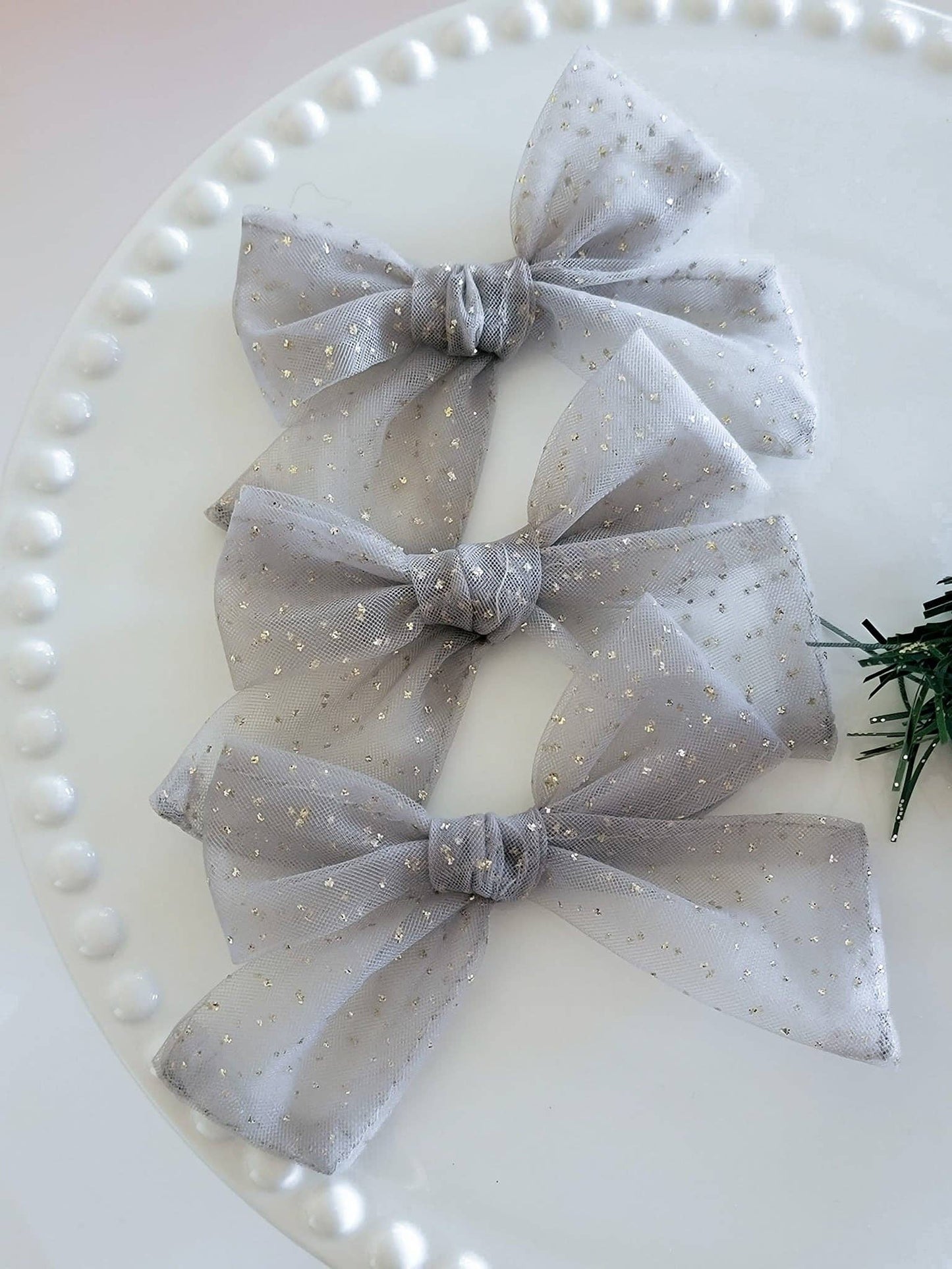 Silver Sparkle Chloe Tulle Bow