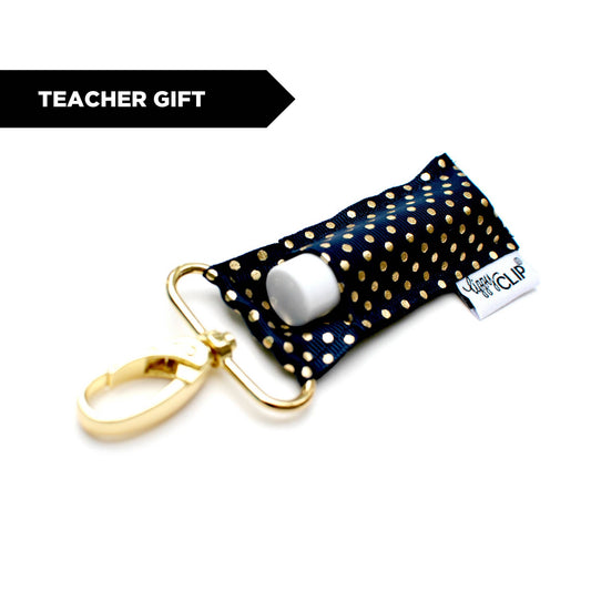 Gold Dots on Navy LippyClip® Lip Balm Holder