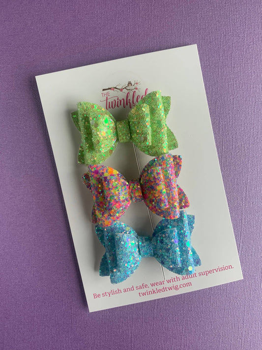 Easter Spring Glitter bow set