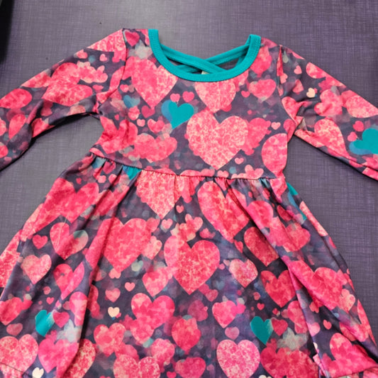 Teal Hearts Dress By Wellie Kate - Wellington Design