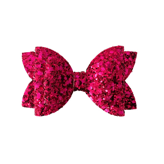 Raspberry Glitter Bow