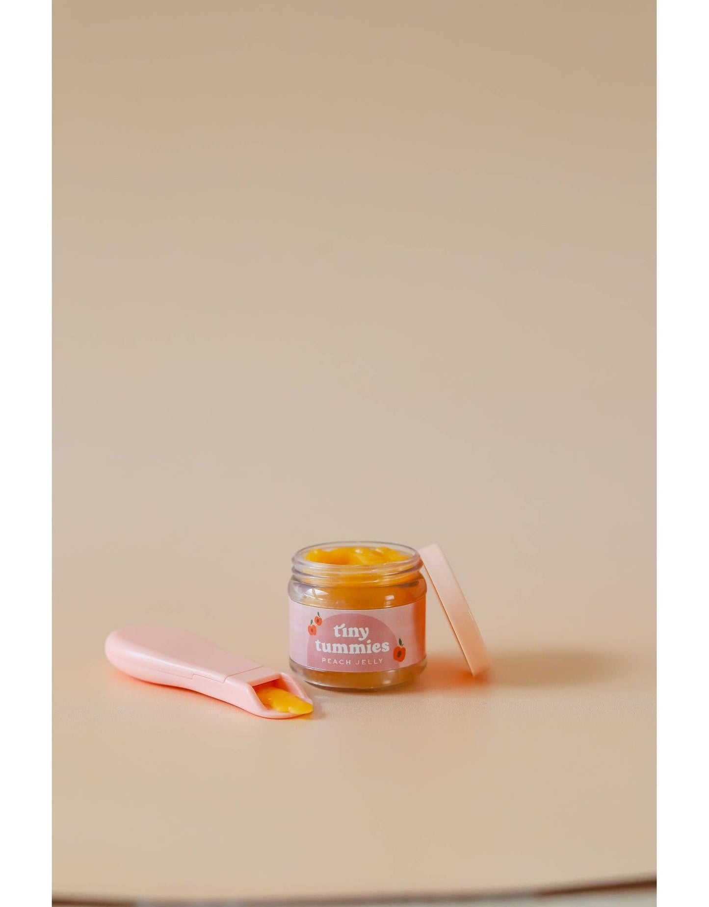 Peach jelly pretend food - Jar and spoon