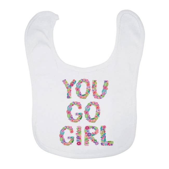 Baby Bib - You Go Girl (flower letters)