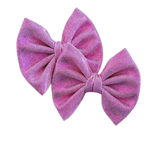 Savannah Bow PIGGIES Set-Holographic Pink