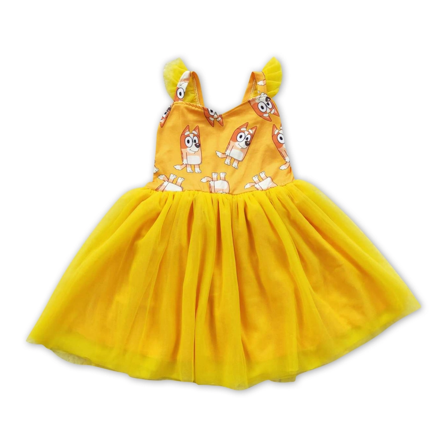 Brown Dog Yellow Tulle Dress