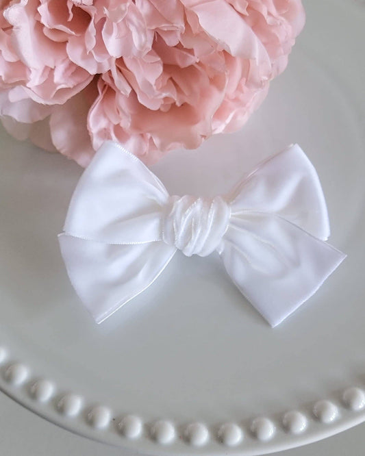 White Velvet Chloe Bow