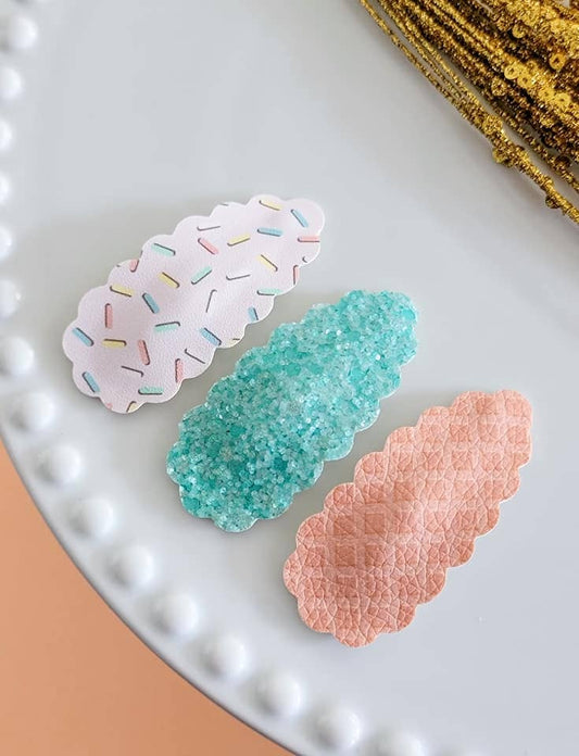 Retro Sprinkles Scallop Oval Snap Clip 3 pk