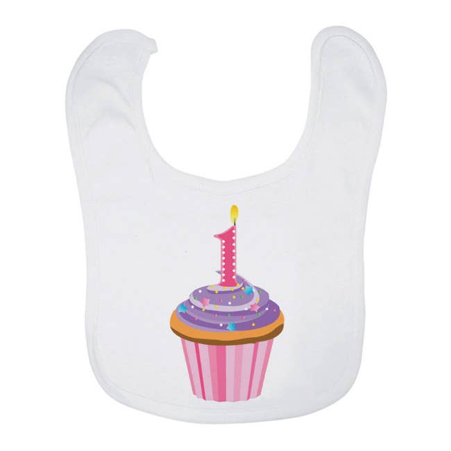 Birthday cupcake 1 year old (pink) Bib