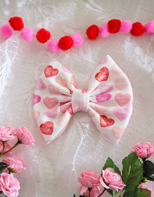 Watercolor Candy Hearts Savannah Bow