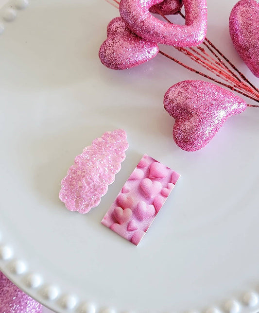 Snap Clip Mix Set-Pink Puffy Hearts