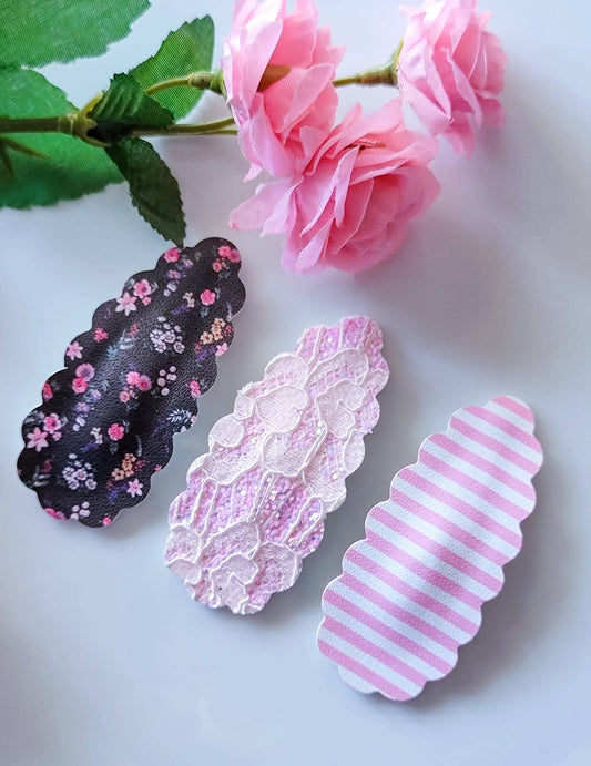 Sweet Pea Scallop Oval Snap Clip 3pack