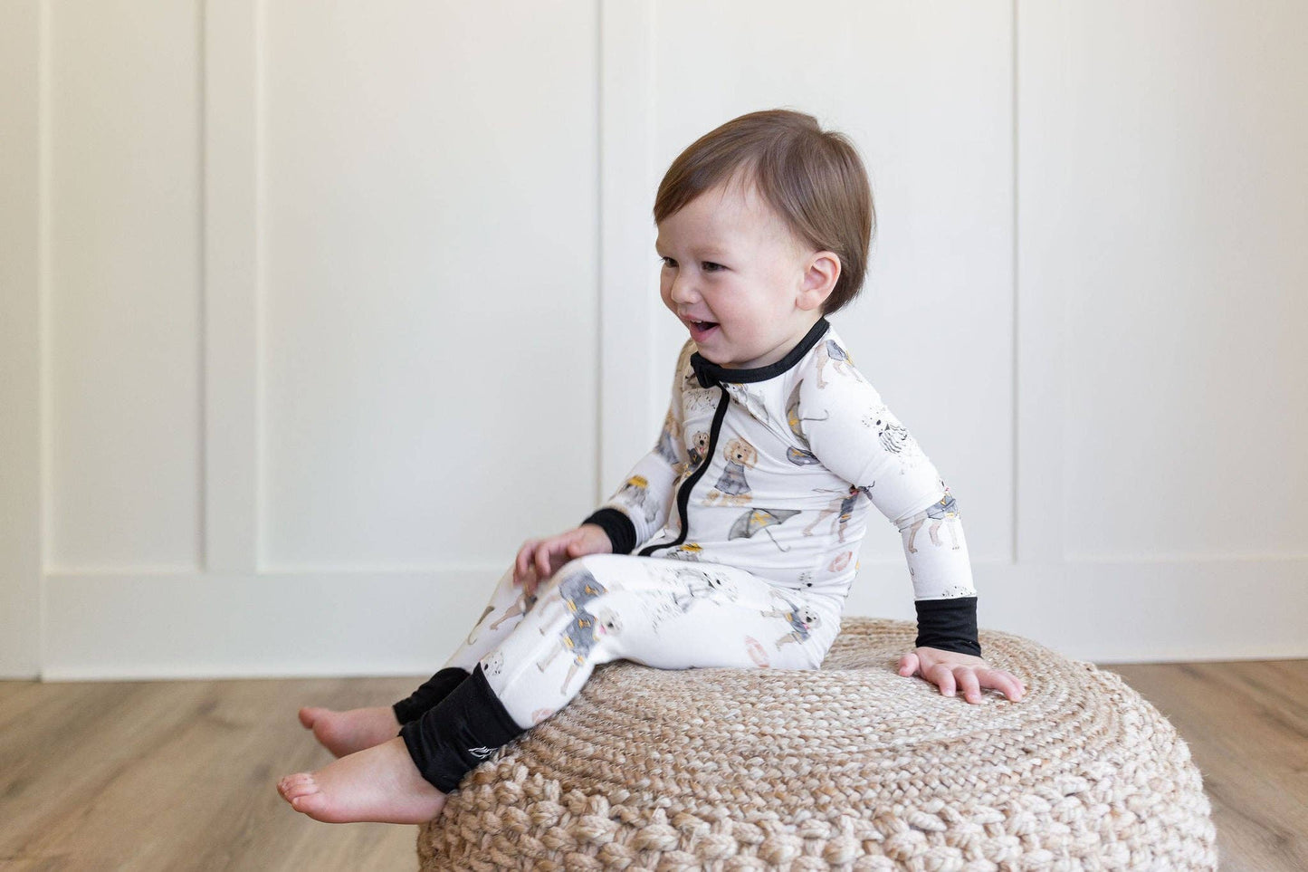 Black & Gold Puppy Football Zipper Onesie