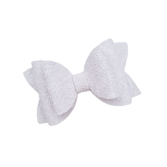 Remi Hair Bow | Stacked Bow | White Sparkle