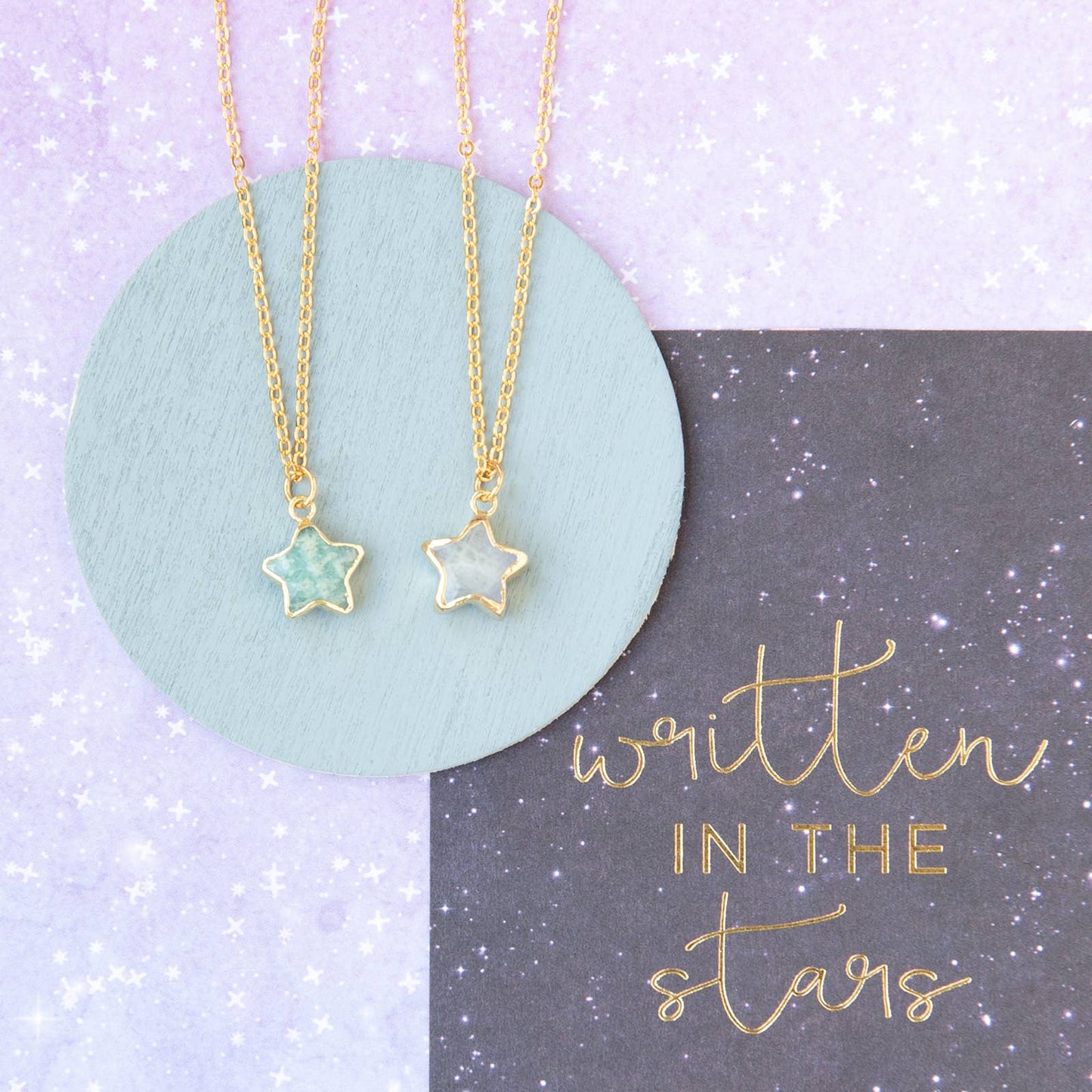 Amazonite Blue Gemstone Star Charm Necklace Celestial Space