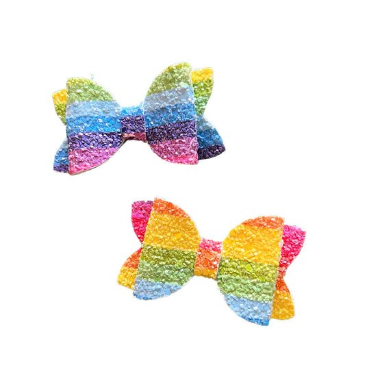 Vibrant Rainbow Striped Pigtail Set