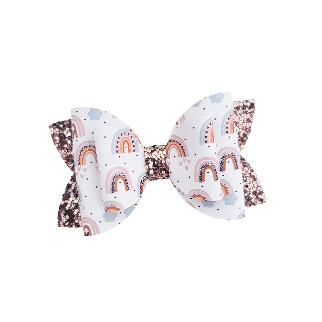 Remi Hair Bow - Neutral Rainbows