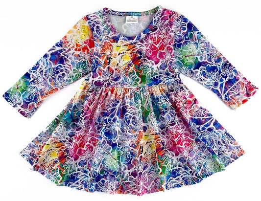 Prismatic Petals Twirly Dress