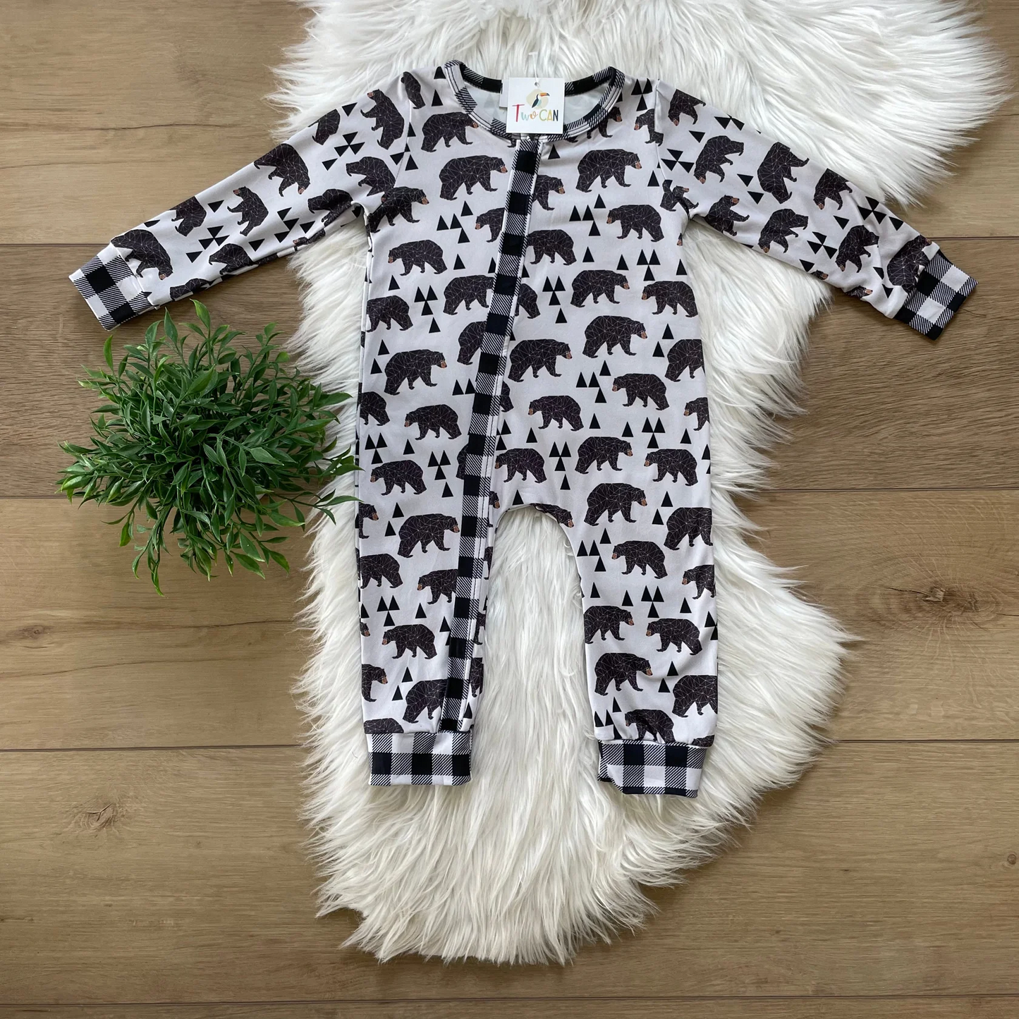 Black Bears Zipper Romper