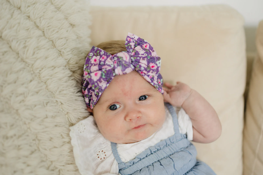 Thick Textured Purple Piggies Nylon Baby Headband