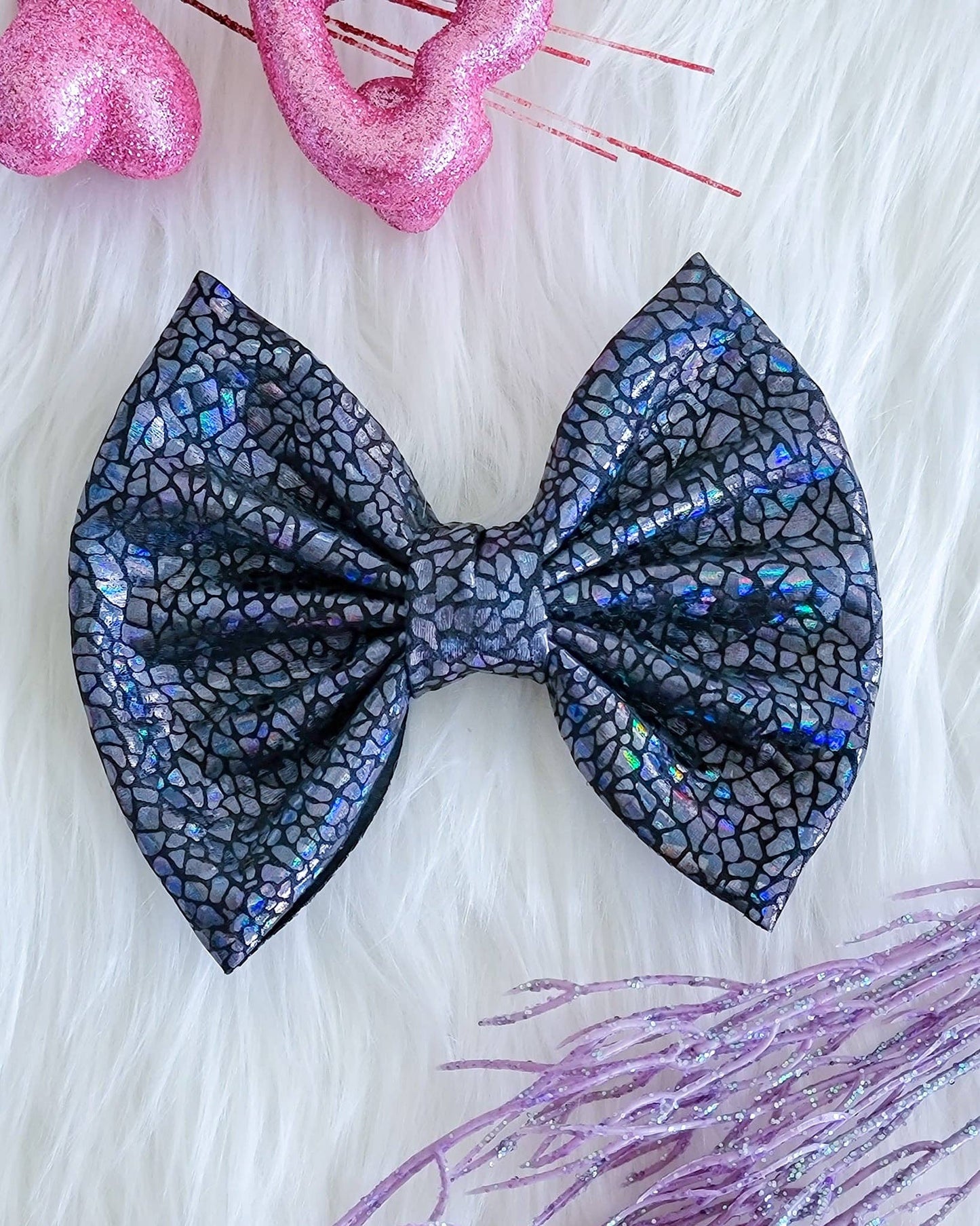 Savannah Bow-Holographic Snakeskin-Ink