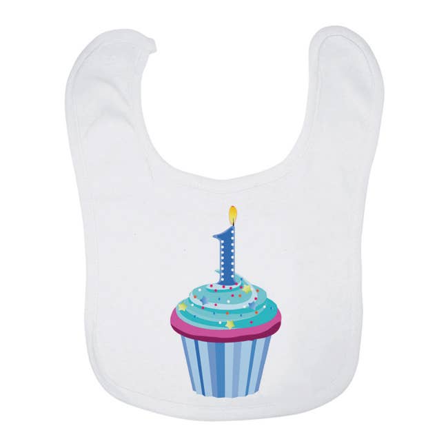 Birthday cupcake 1 year old (blue) Bib