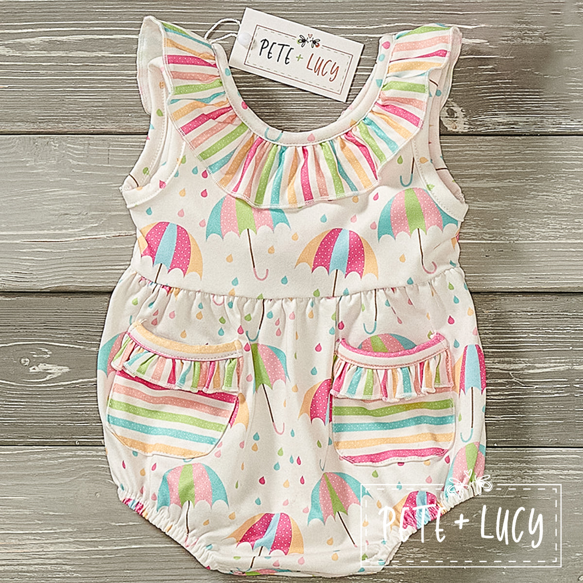 Rainbow Rain Girls Romper