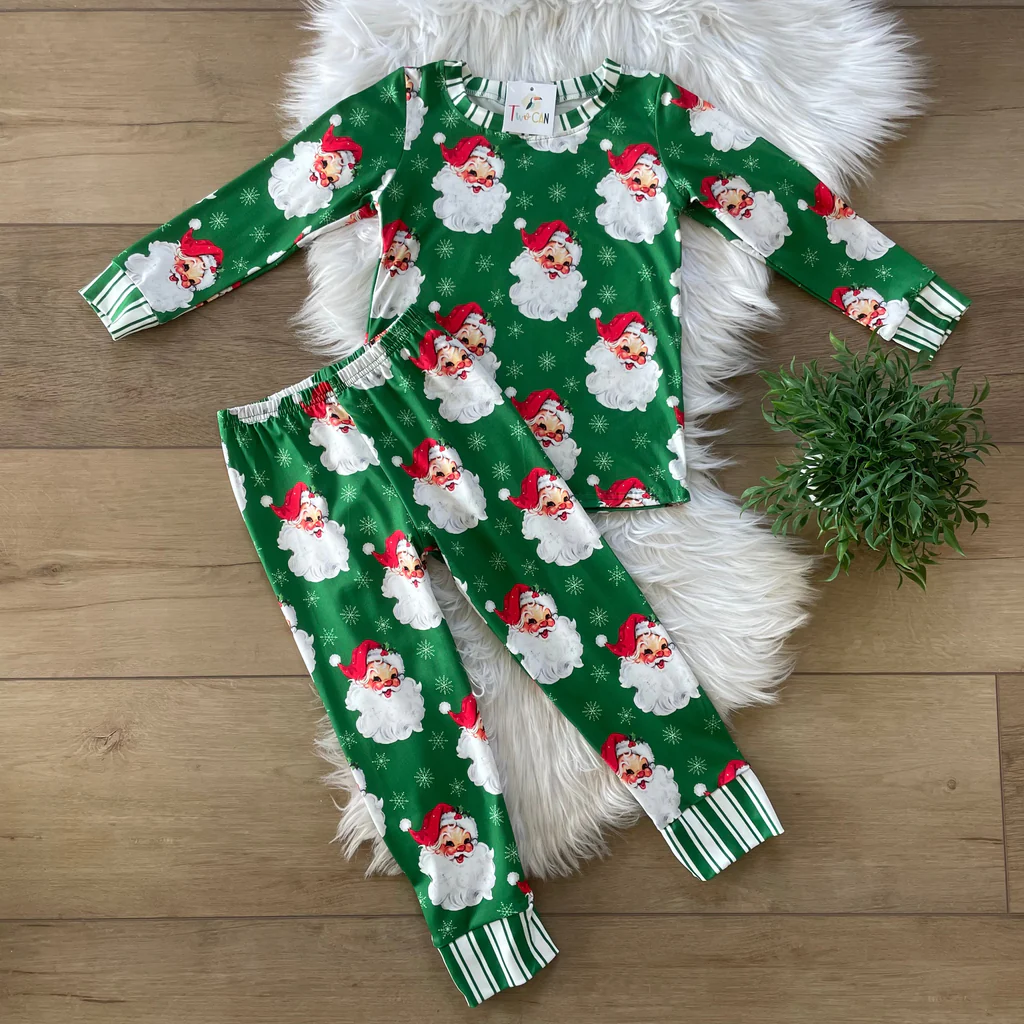 Green Vintage Santa 2 Pc Loungewear - TwoCan By Wellington Design Co