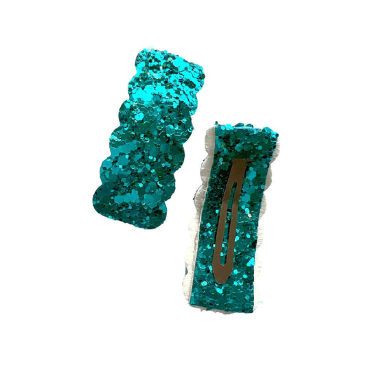 Sparkling Teal Glitter Snap Clip