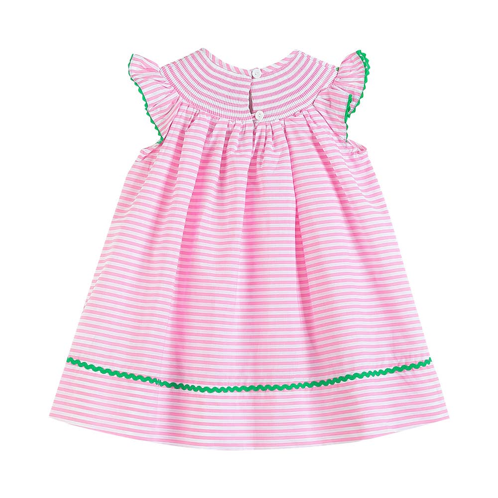 Pink Stripe Watermelon Smocked Bishop Dress