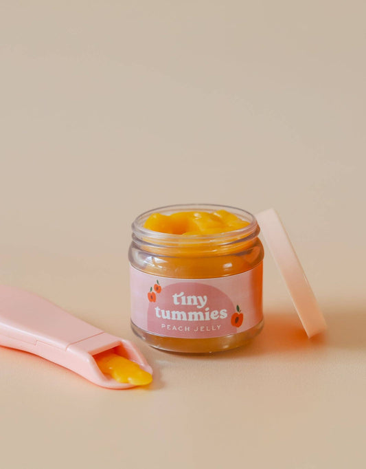 Peach jelly pretend food - Jar and spoon